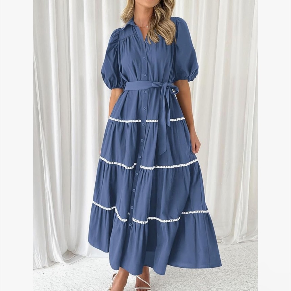 RETTYGARDEN Womens Summer Button Down Shirt Dress